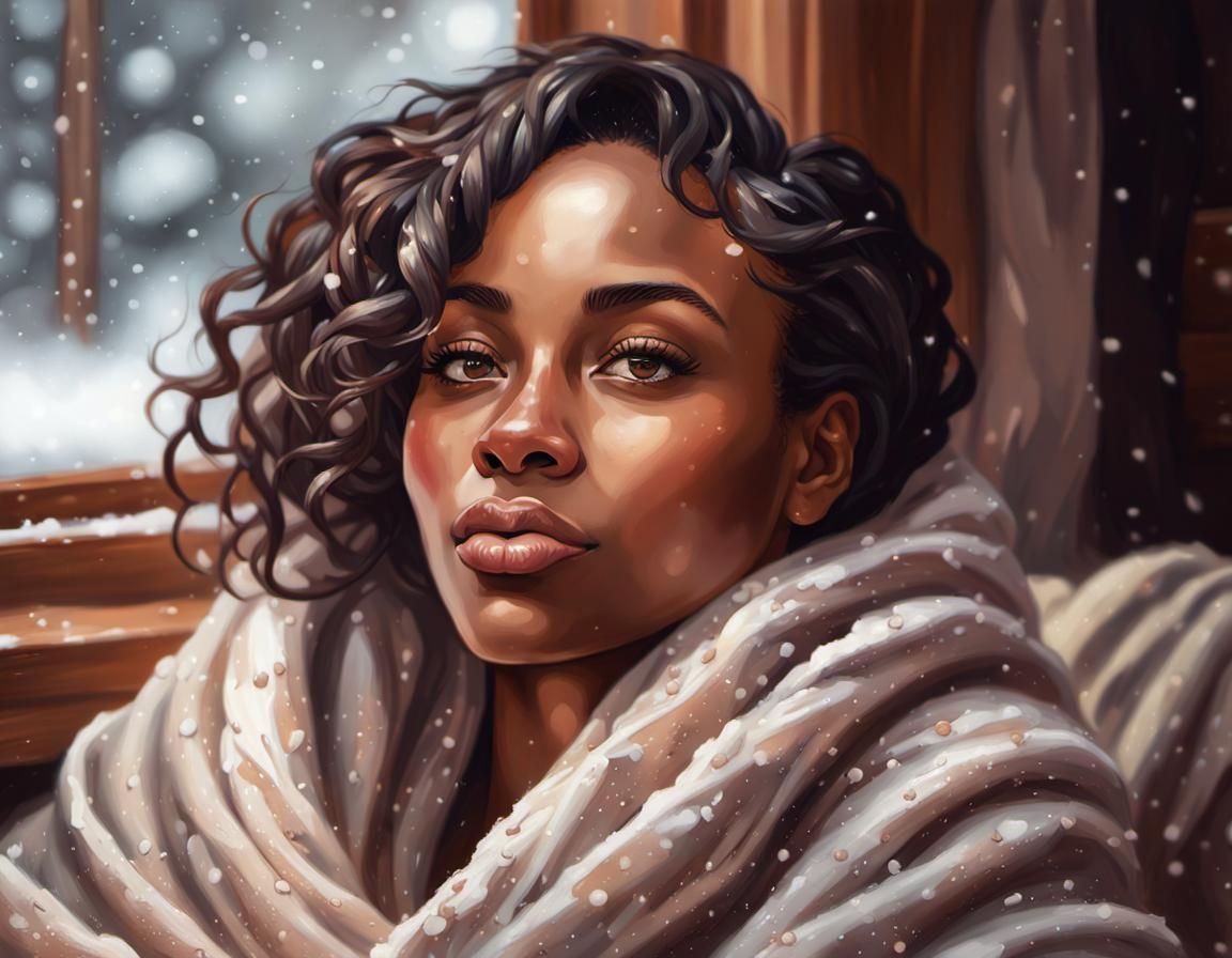 Warm Fireplace Portrait in Oil Painting Style