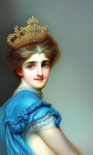 Victorian Woman Portrait in Rococo Art Nouveau Style