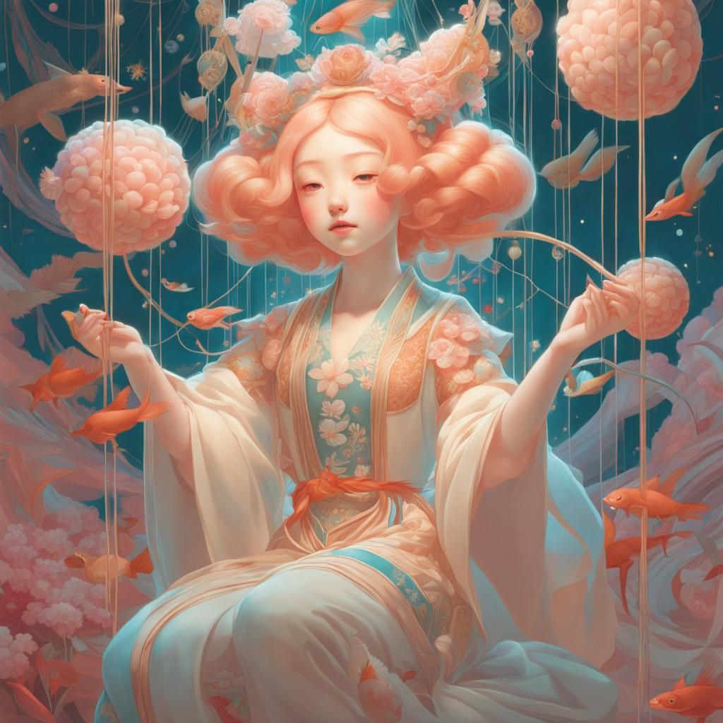 Dreamy Puppet Girl: Fantasy Art in Digital Painting Style