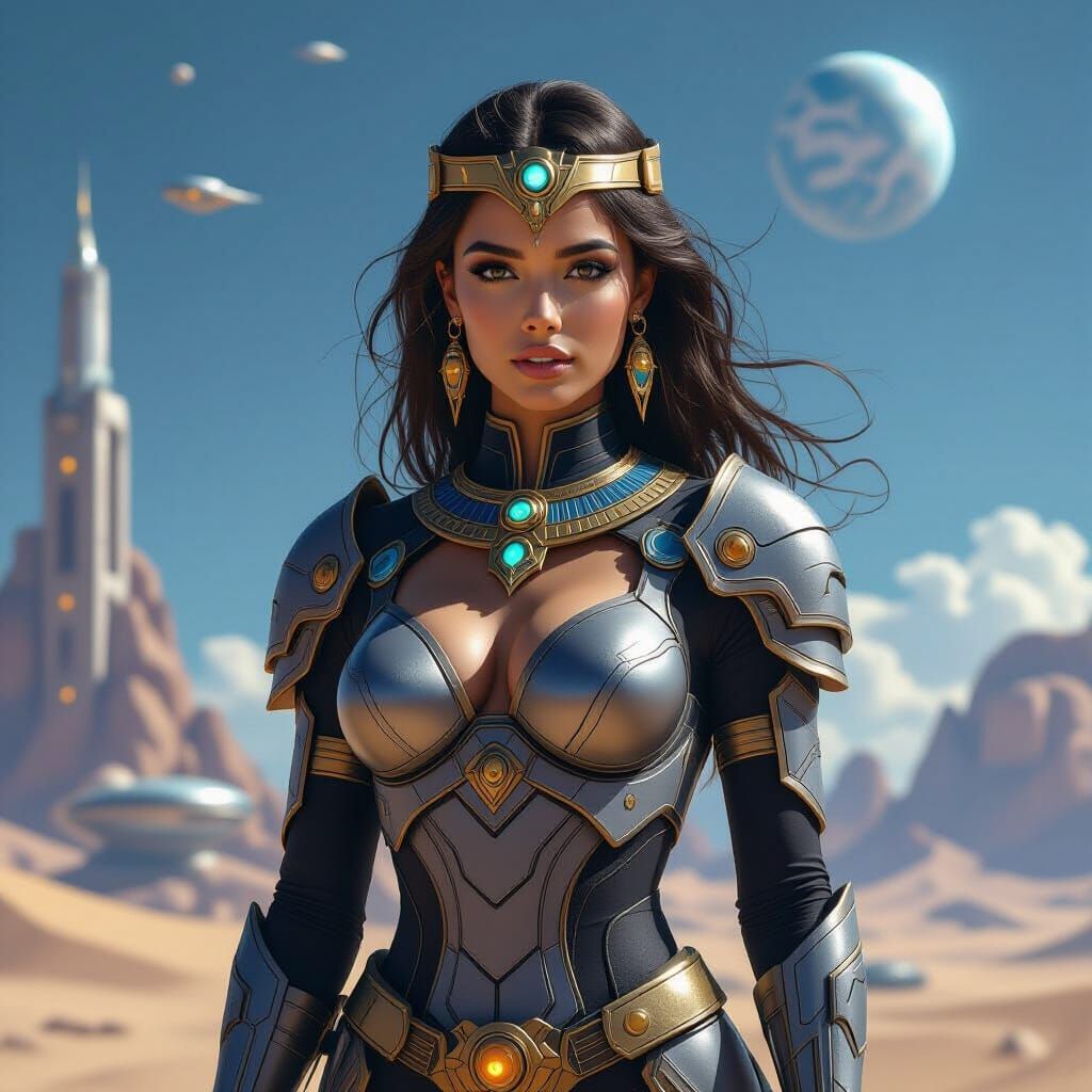 Sci-Fi Egyptian Princess in Spaceport