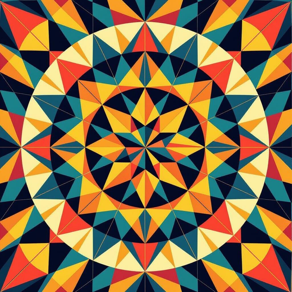 Geometric Art Deco Pattern in Cubist Style