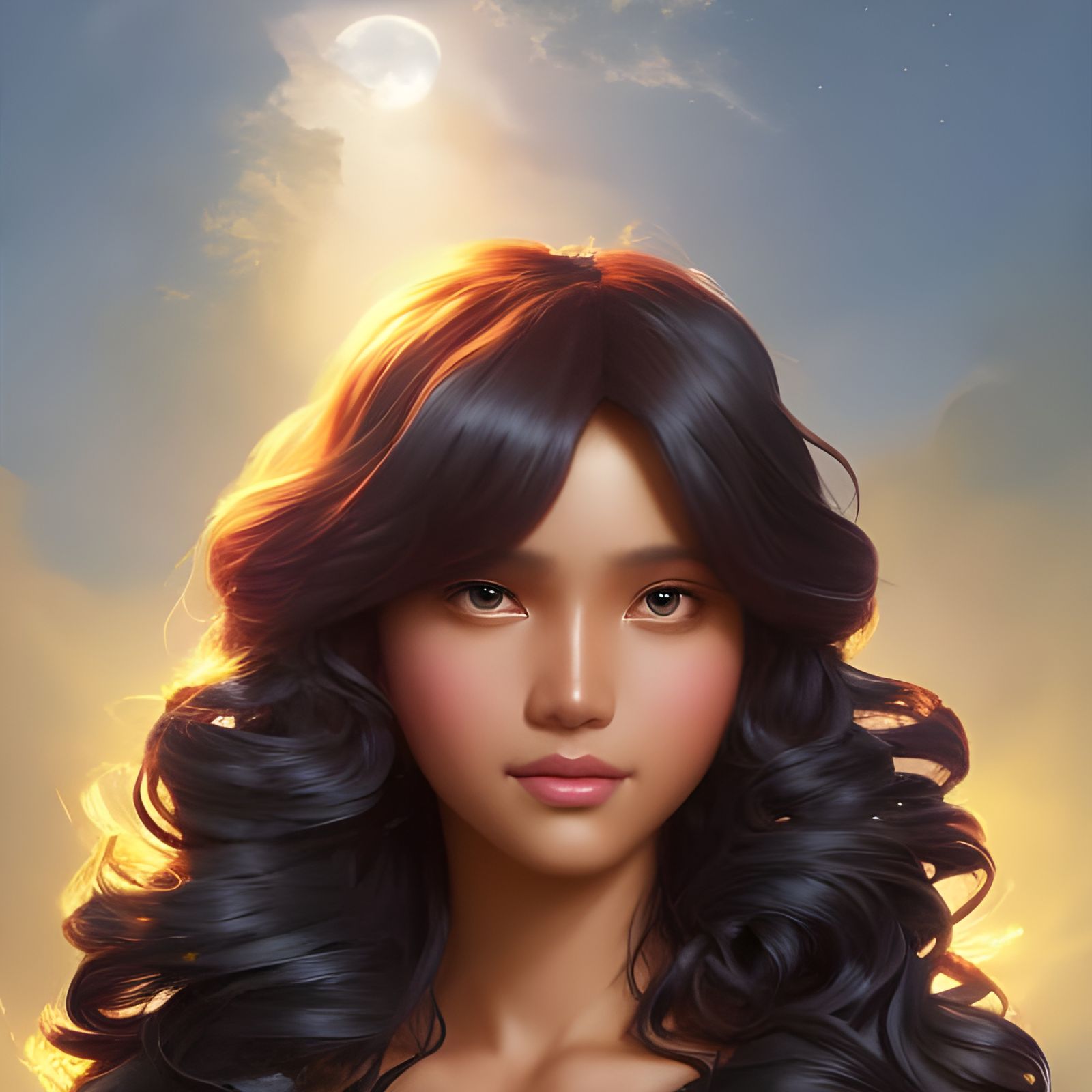 Maya Girl Portrait in Digital Oil Painting Style