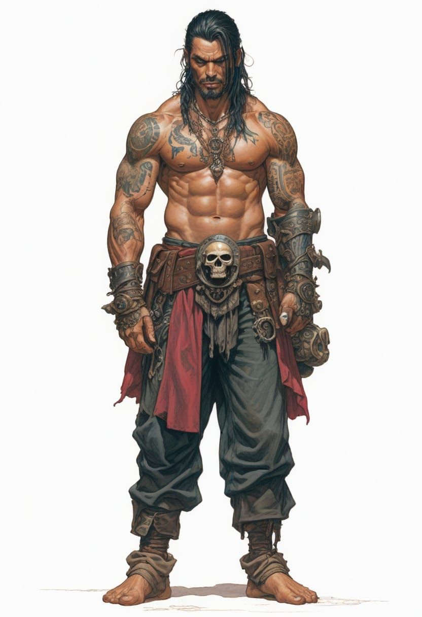 Tattooed Pirate in Boris Vallejo & Julie Bell Style