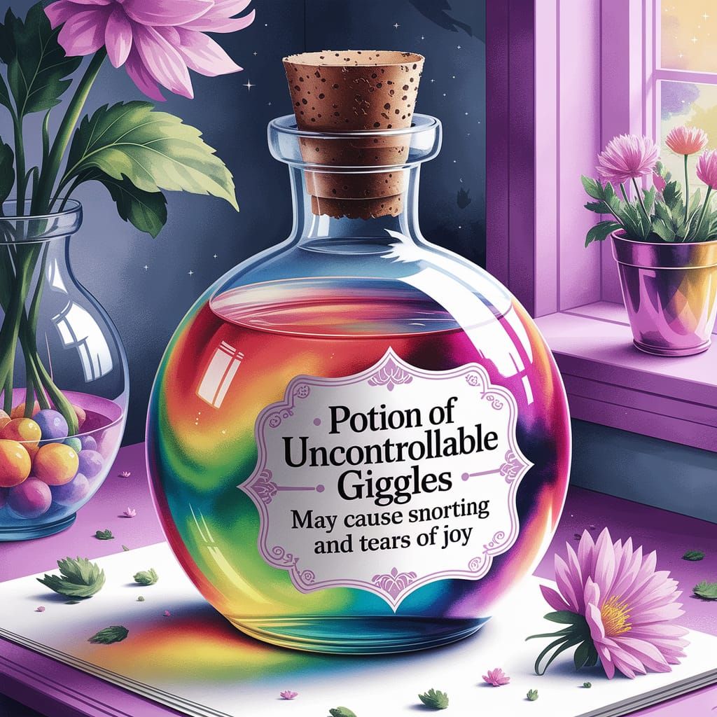 Whimsical Watercolor Potion of Uncontrollable Giggles