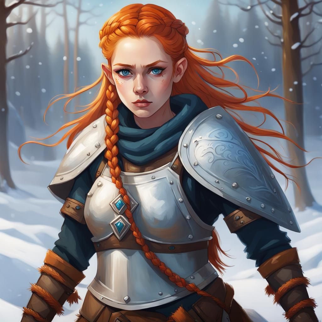 Nordic Valkyrie Druid with Spear on Battlefield