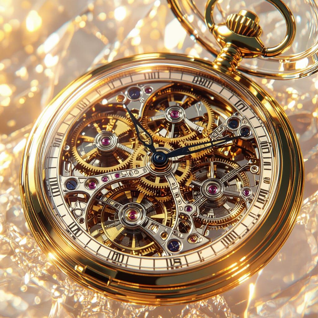 Transparent Crystal Pocket Watch with Visible Gears