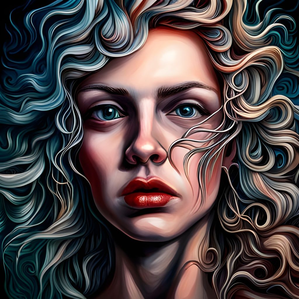 Eerie Crying Figure: Intricate and Twisted Painting