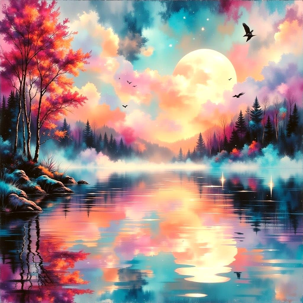 Surreal Apricot Sunset with Magical Lighting and Glitch Art ...