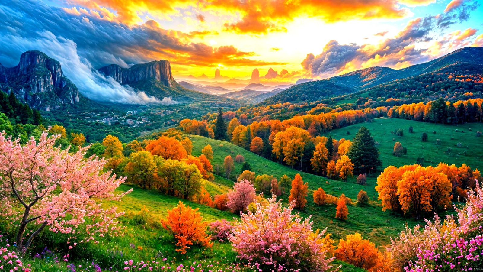 Fantastical Autumn Landscape in Maximalist Style