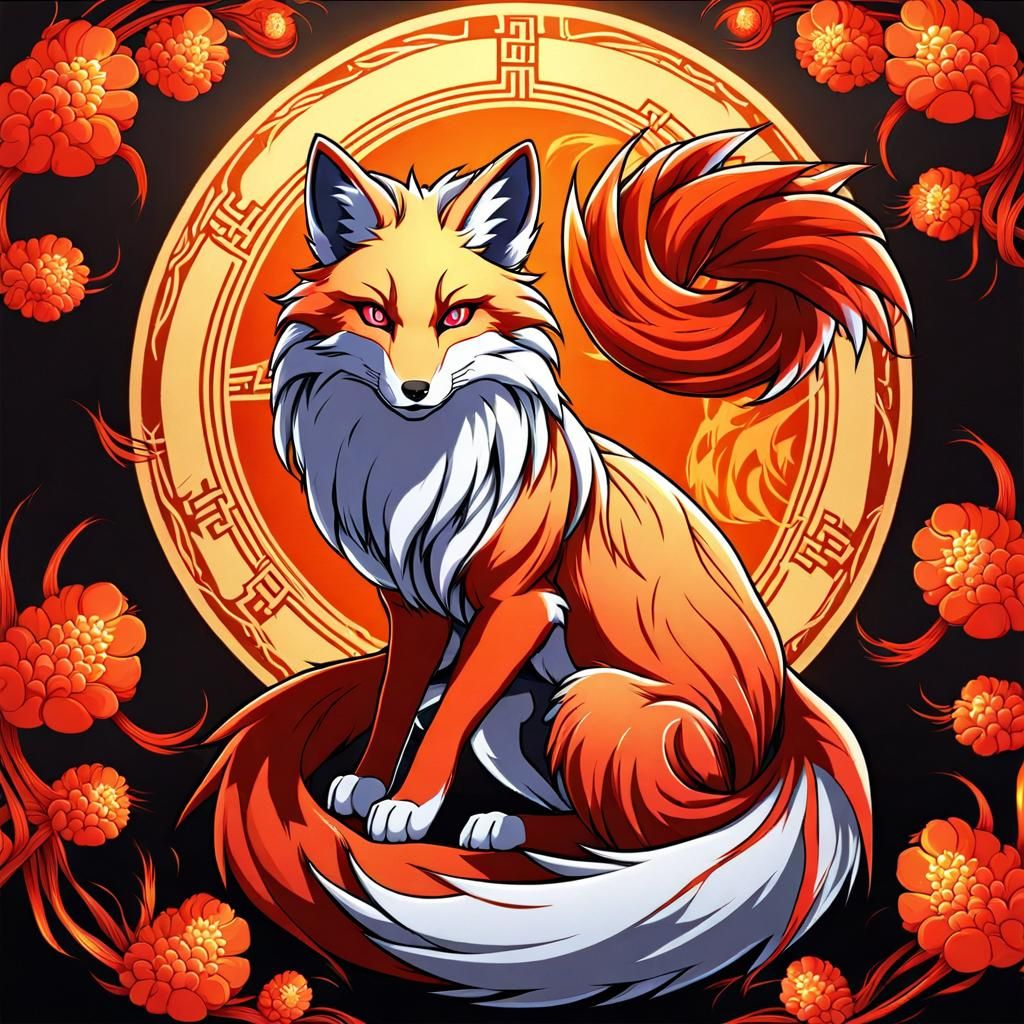 Nine-Tailed Fox in Ring of Flames, Anime Style