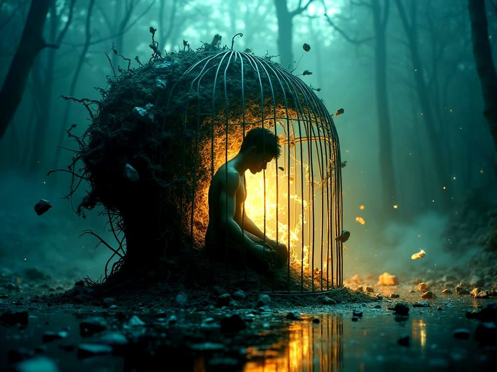 Surreal Cage of the Mind: Emotional Weight and Lost Memories