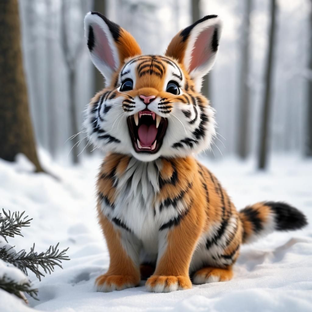 Surreal Forest Creature in Adorable Winter Wonderland