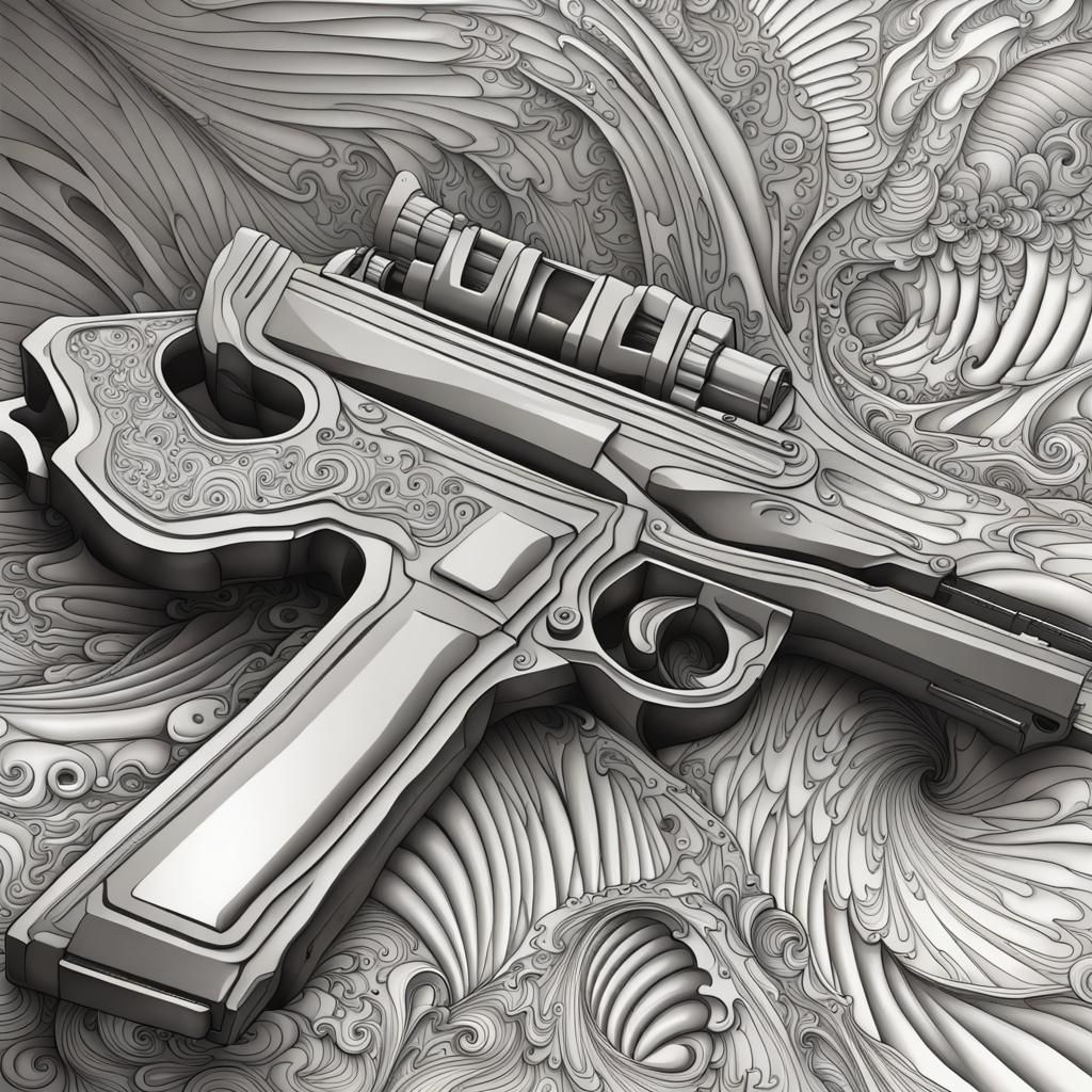 Abstract Vector Fractal Gun with 3D Shading