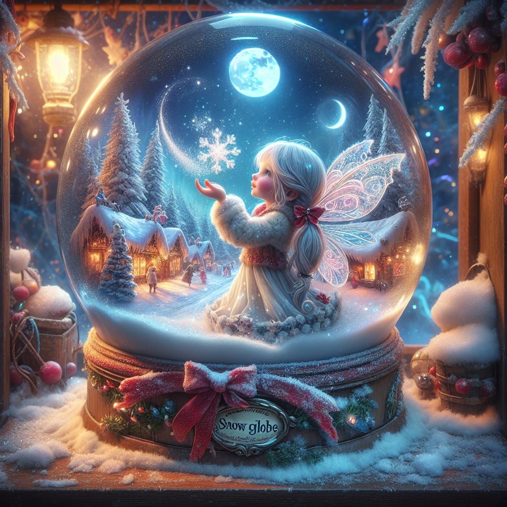 Winter Fairy Snow Globe in Expressionist Style