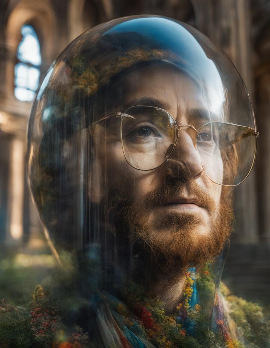 Surreal Peace Protest Double Exposure