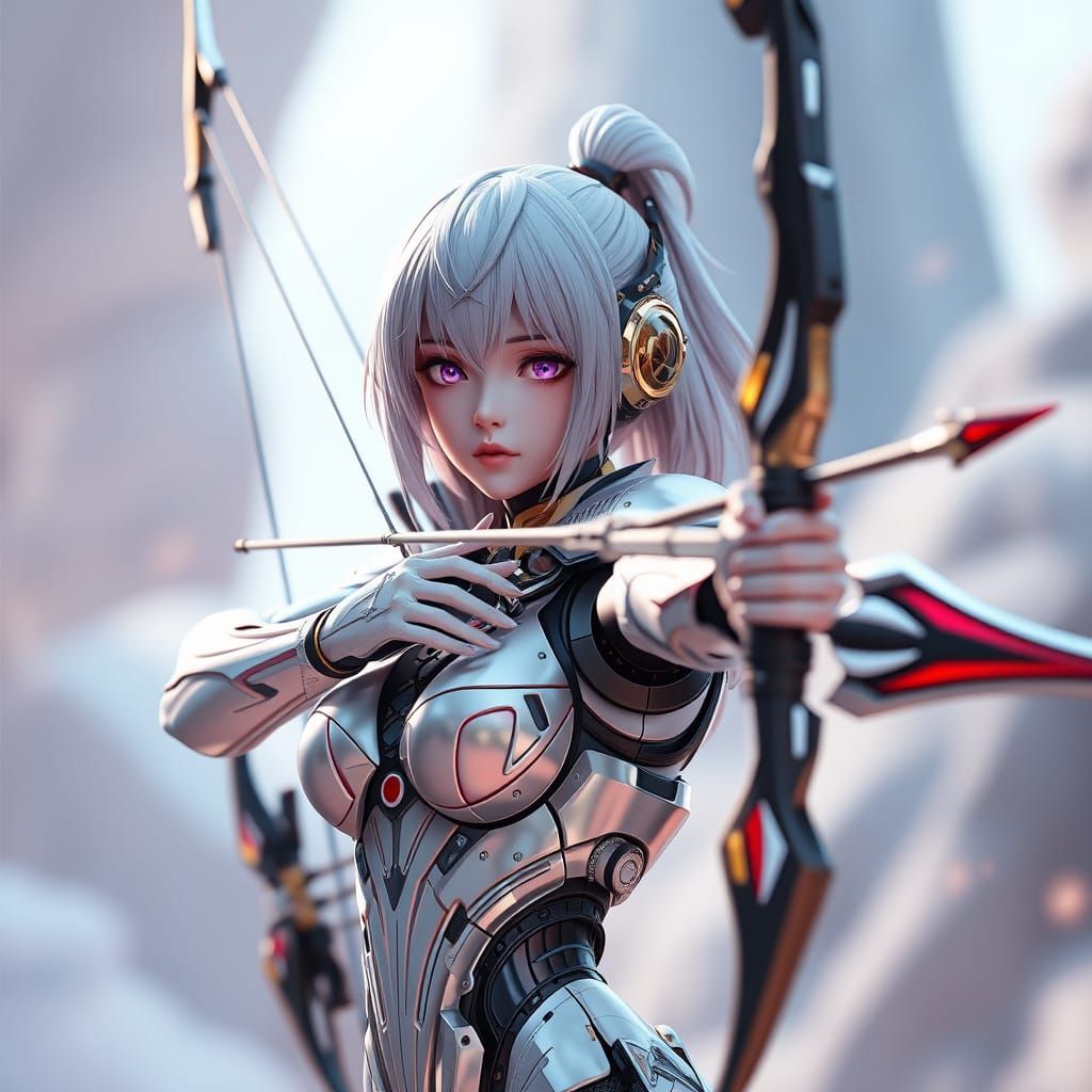 Cyberpunk Warrior Woman Unleashes Deadly Precision