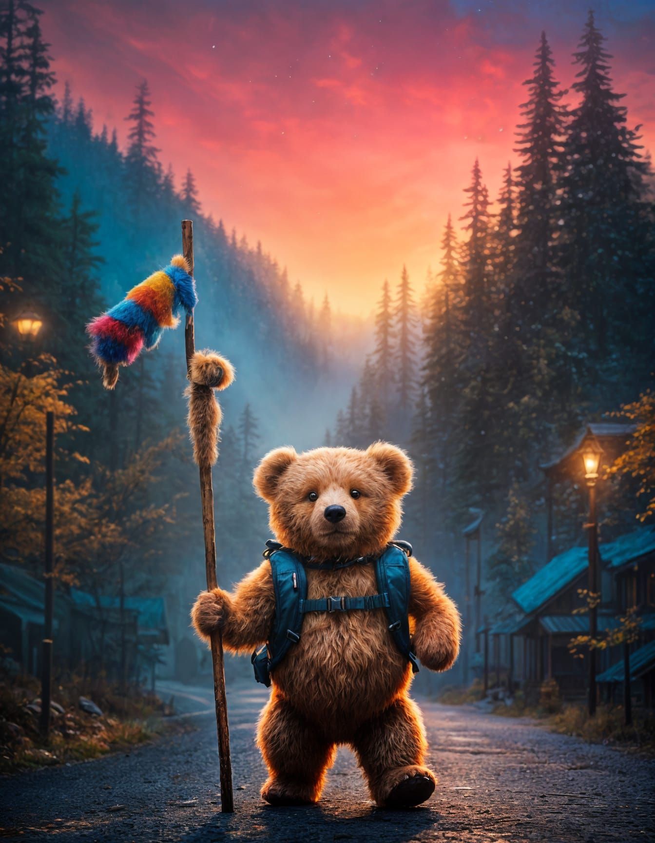 Adventurous Teddy Bear Portrait in Fantasy Art Style