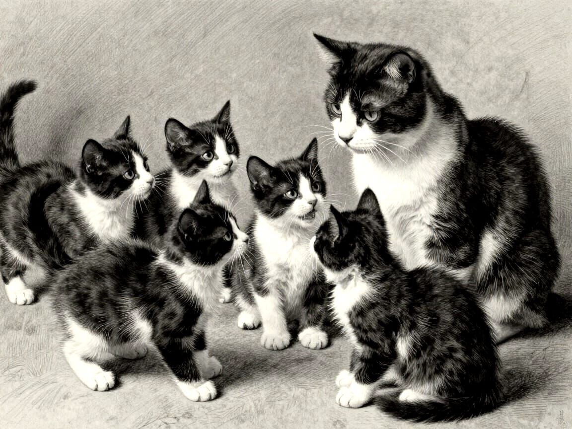 Mischievous Kittens Cause Trouble for Mama Cat