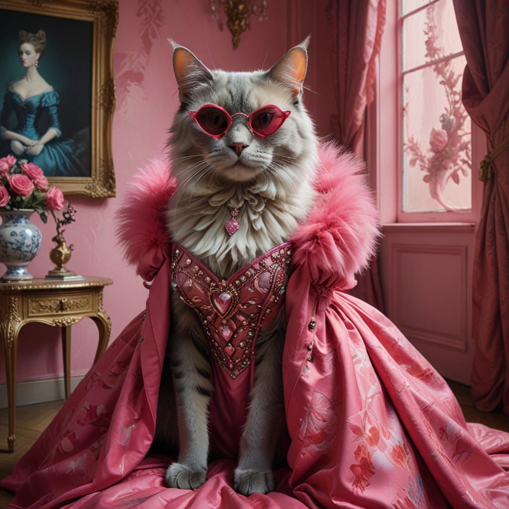 Mysterious Feline Beauty in Heart-Shaped Sunglasses