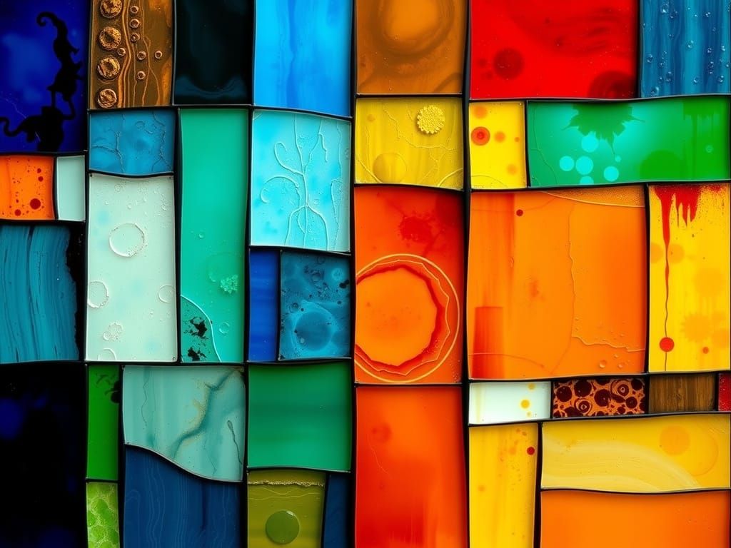 Vibrant Stained Glass Masterpiece in Abstract Expressionist ...