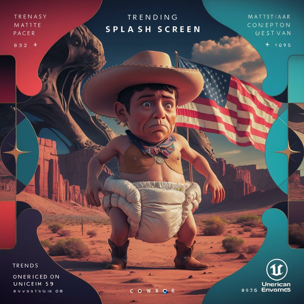 Cowboy in Diaper in Desert Landscape