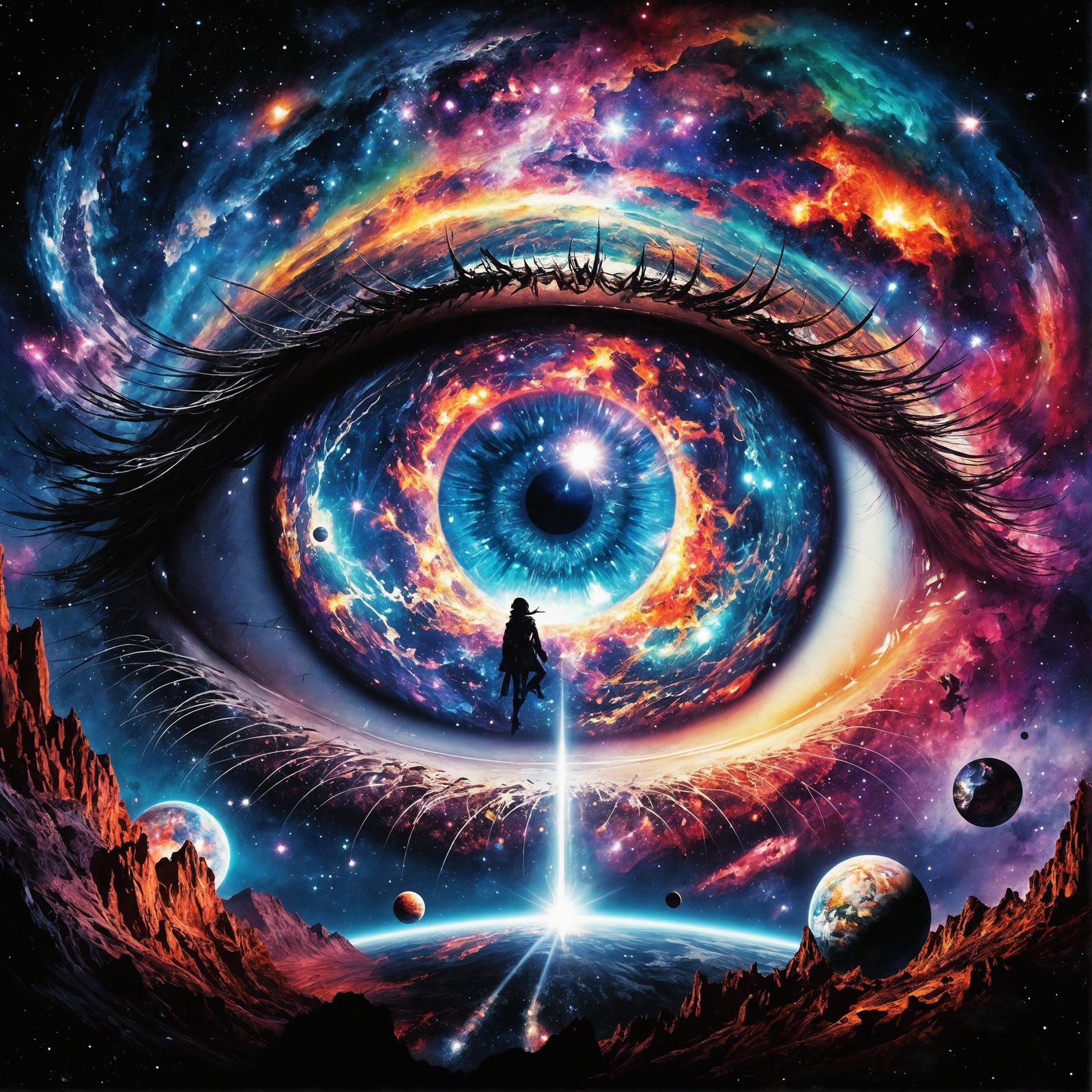 Cosmic Galaxy Eyeball in Anime Style