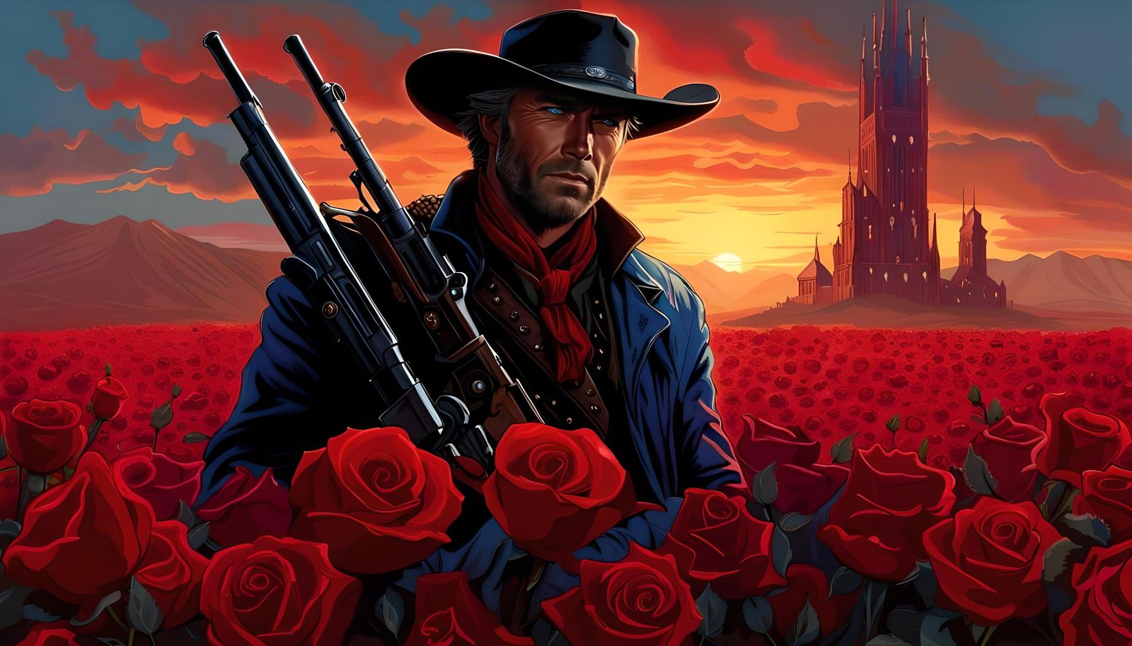 Cowboy Roland Deschain and Dark Tower Art