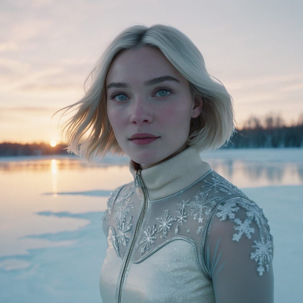 Radiant Ice Skater Silhouetted at Sunset