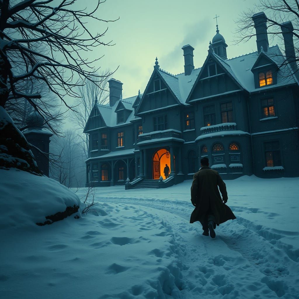 Gloomy Wuthering Heights Manor at Dusk, in the Style of Conc...