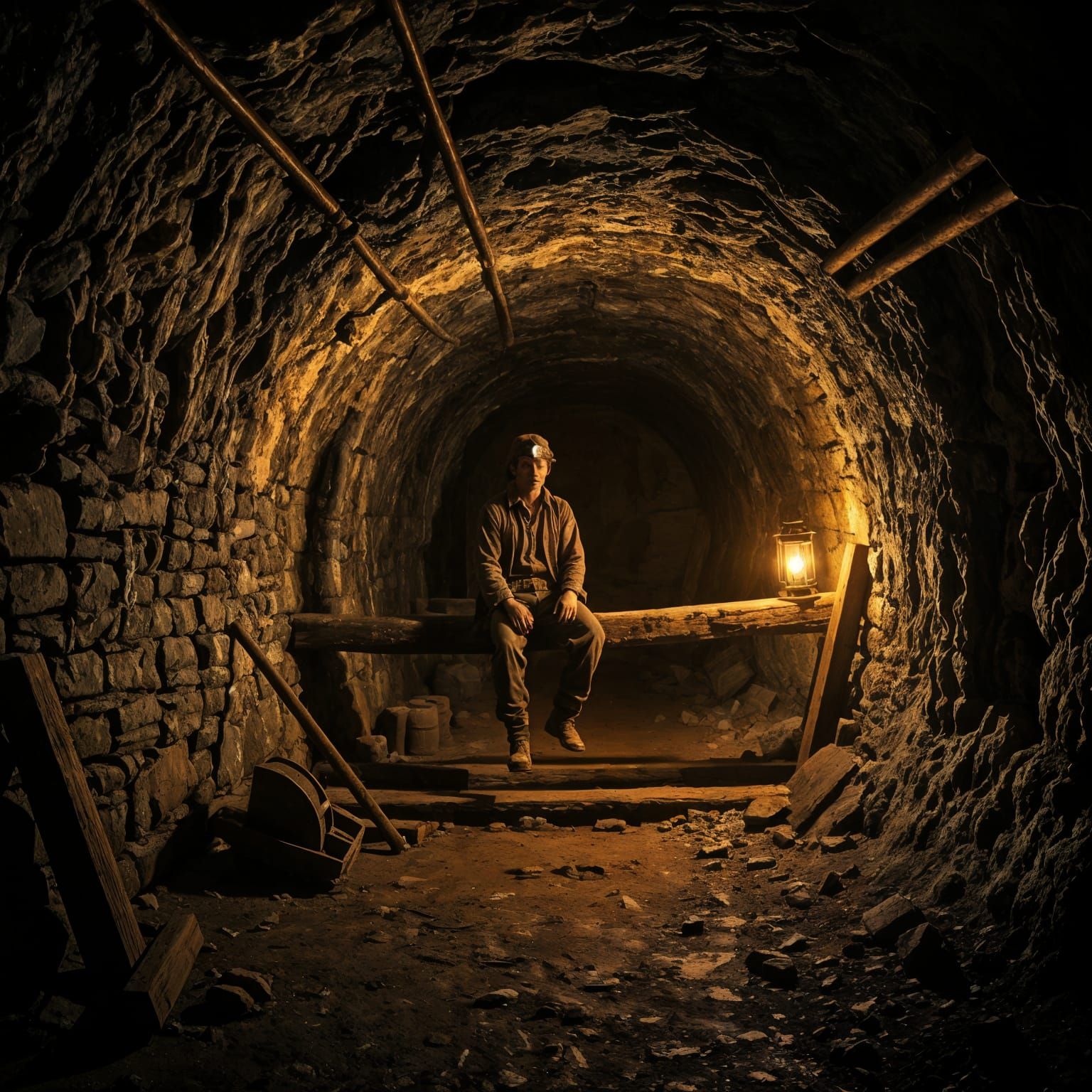 Caravaggio-Inspired Cornish Mine Tunnel Painting