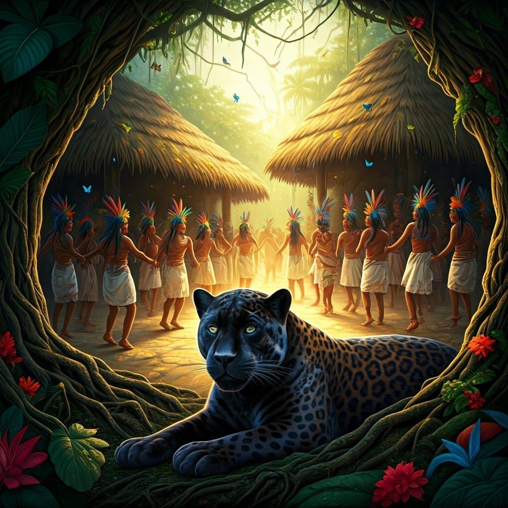 Jaguar in Jungle Ceremony: Ethereal Fantasy