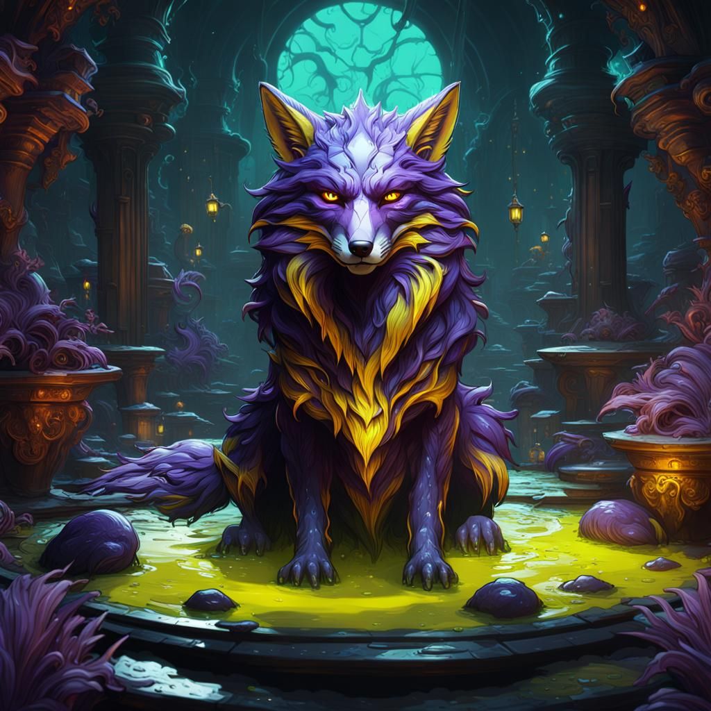 Toxic Slime Fox in Dark Fantasy Style