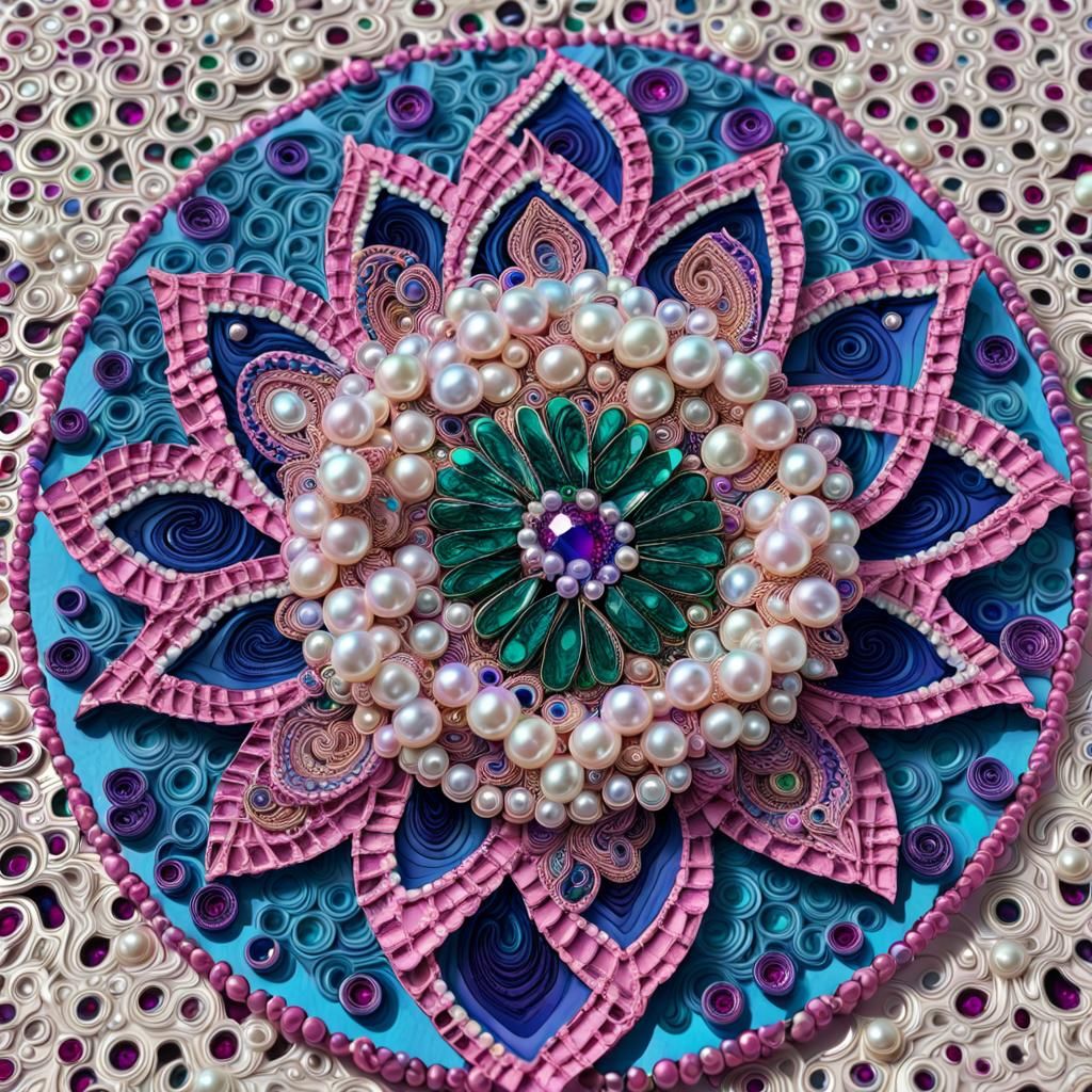 Colorful Mandala with Jewels and 3D Shading