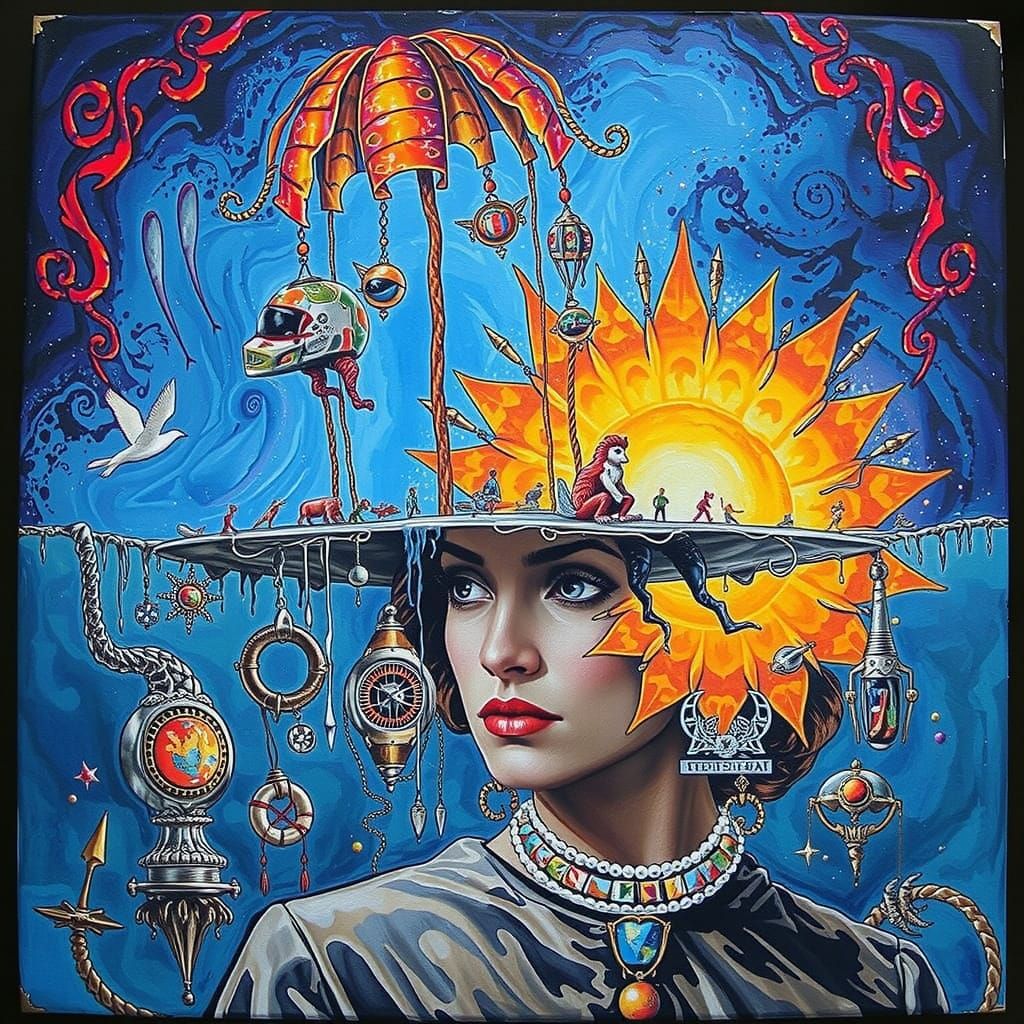 Enigmatic Woman Lost in Thought: Hyperrealistic Abstraction