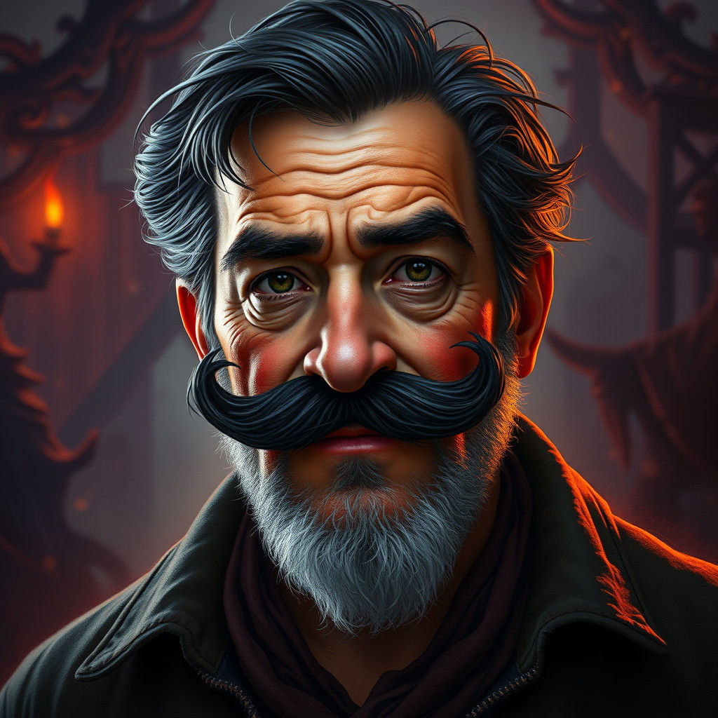 Detailed Portrait of a Man with Red Cheeks