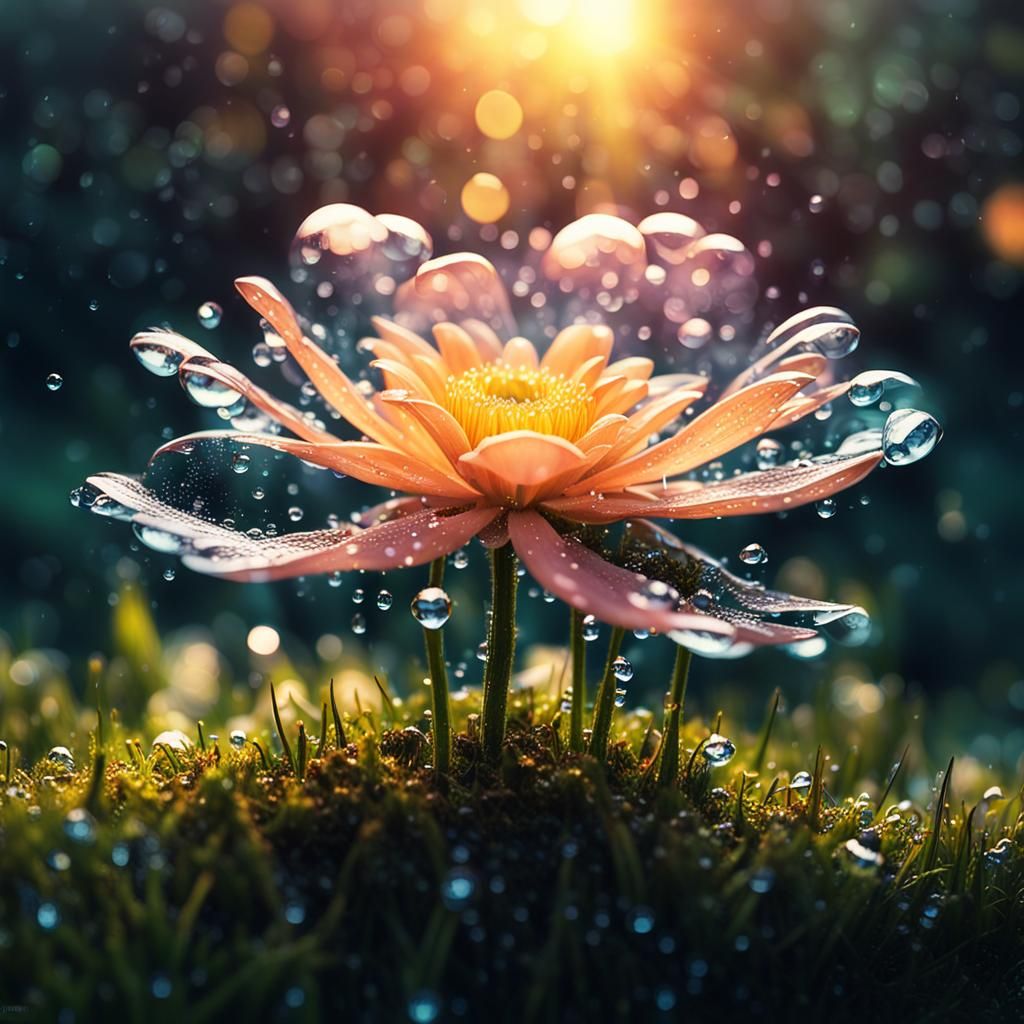 Luminous Double Exposure Flower in a Photorealistic Style