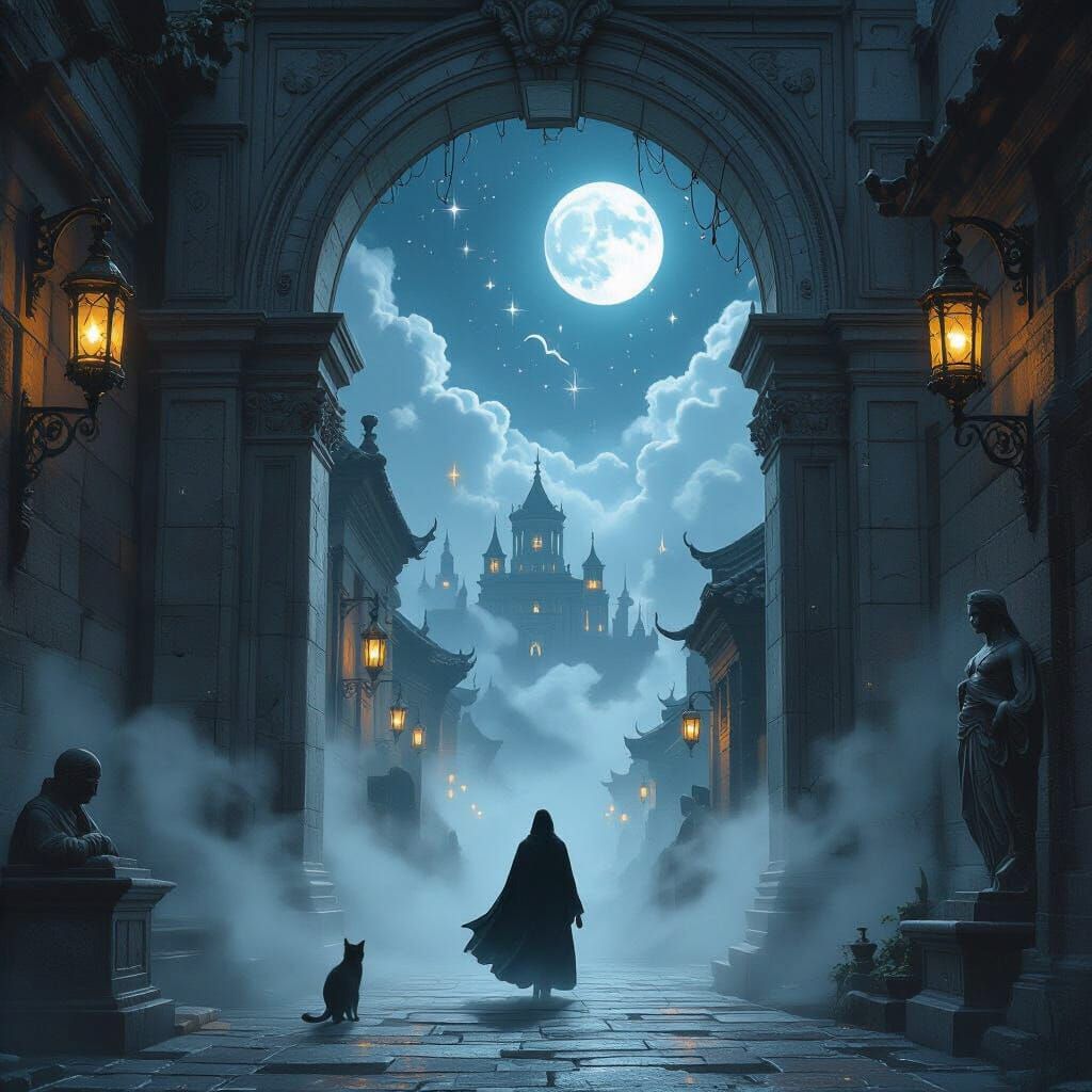 Ethereal Cat Book Cover Art in Mystical Realism