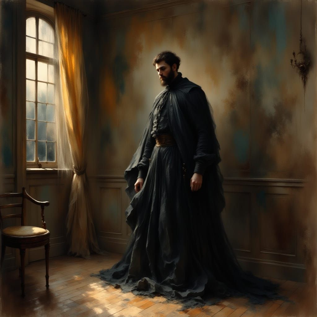 Tragic Oil Painting of Political Leader's Despair in Goya St...