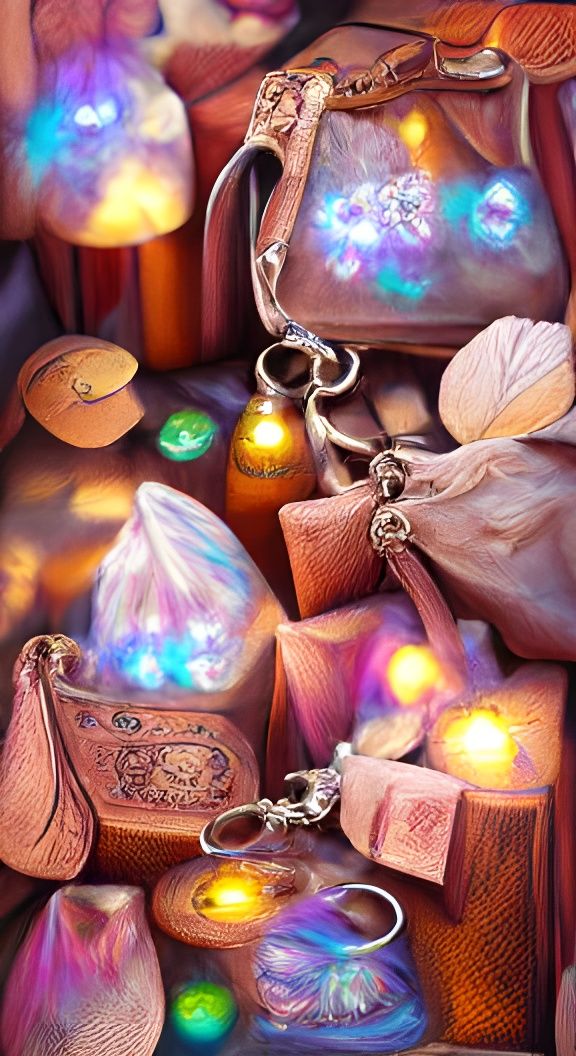 Magical Charms Radiating Energy from Enchanted Bag
