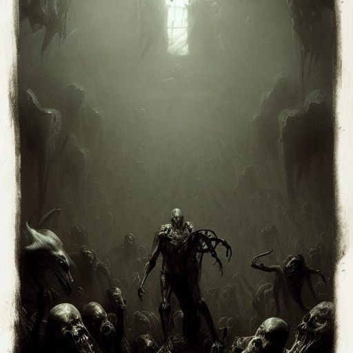 Nightmarish Nuckelavee in Gothic Horror Style