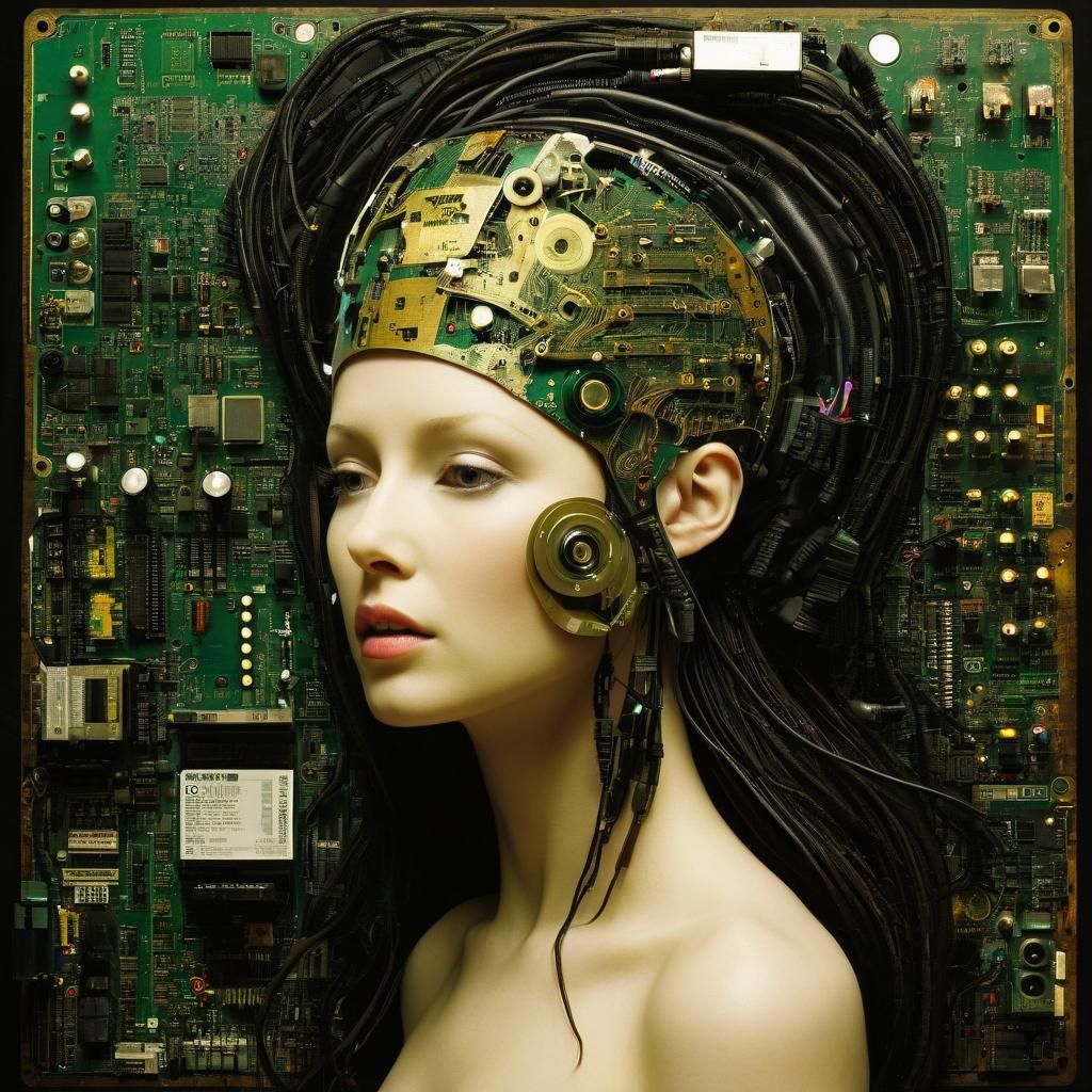 Motherboard Encephalogram in Dave McKean Style