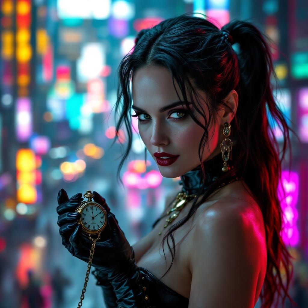Harley Quinn Takes Center Stage in Cyberpunk Cityscape