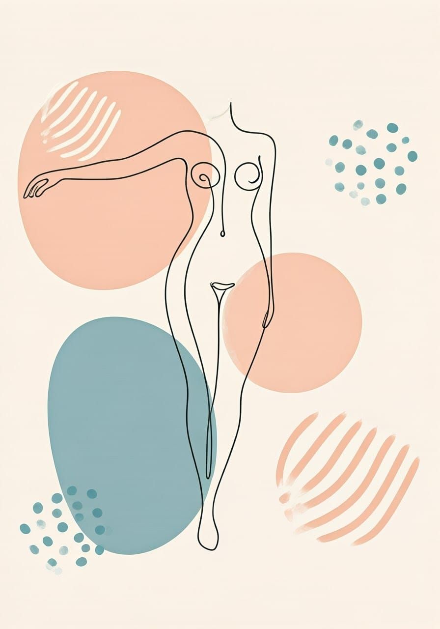 Elegant Abstract Woman in Minimalist Line Art