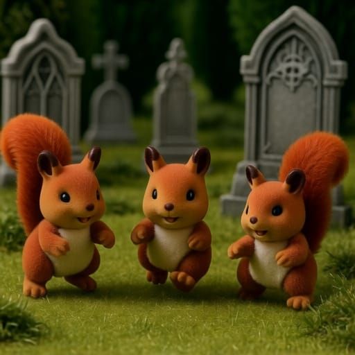 Gothic-looking collectible flocked-plastic Sylvanian Family ...