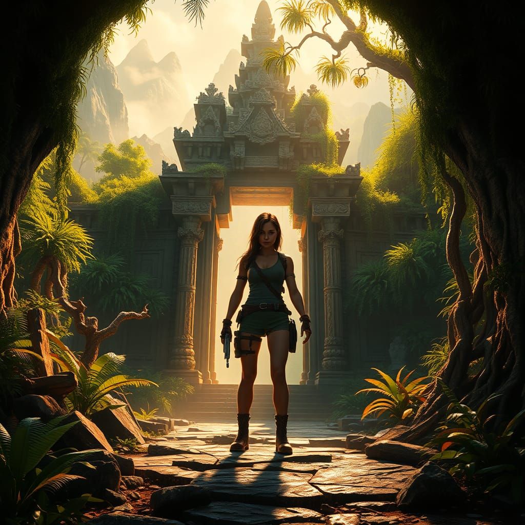 Lara Croft at Mystical Temple: Fantasy Concept Art