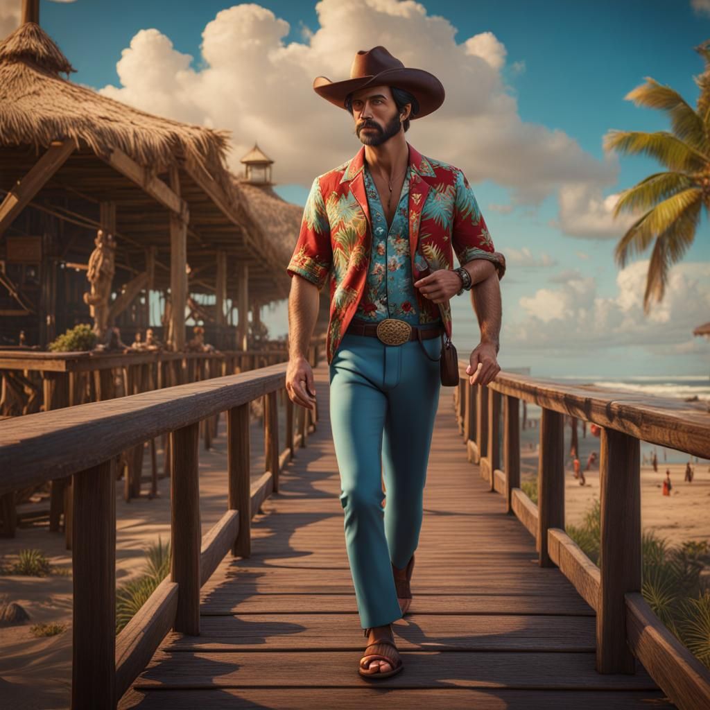 Boardwalk Gentleman in Detailed Matte Painting