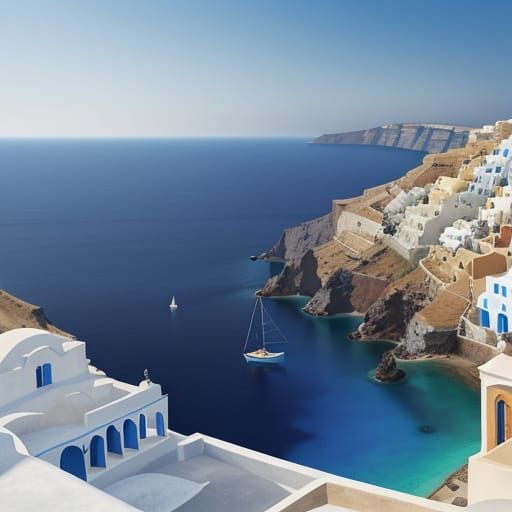 Santorini's Whitewashed Villages Overlooking Aegean Sea