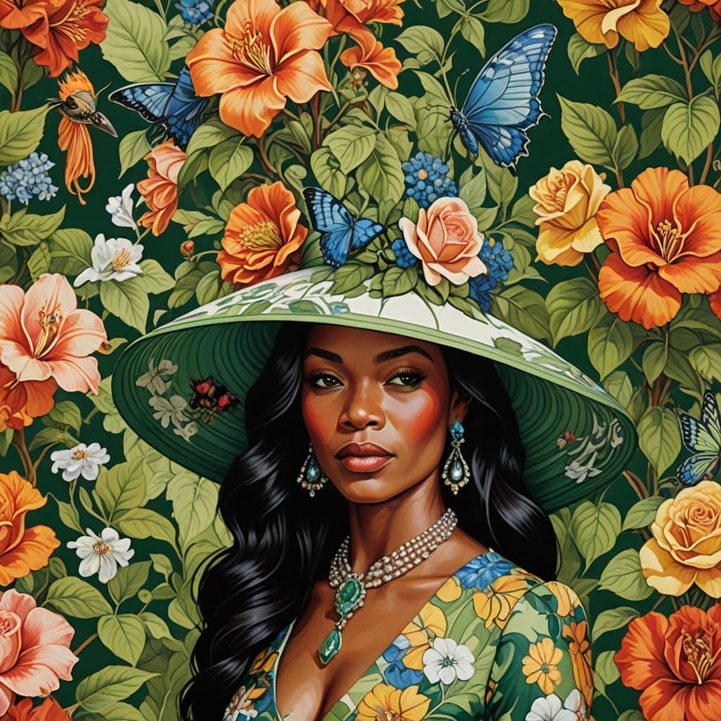 Elegant Women at the Kentucky Derby in Whimsical Artistic St...