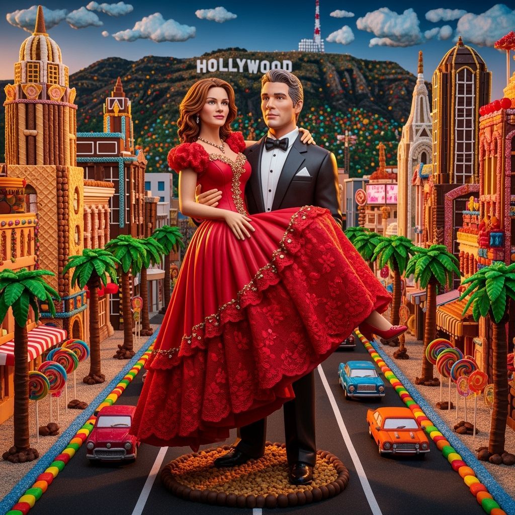 Chocolate Sculptures of Pretty Woman on Candy Sunset Blvd