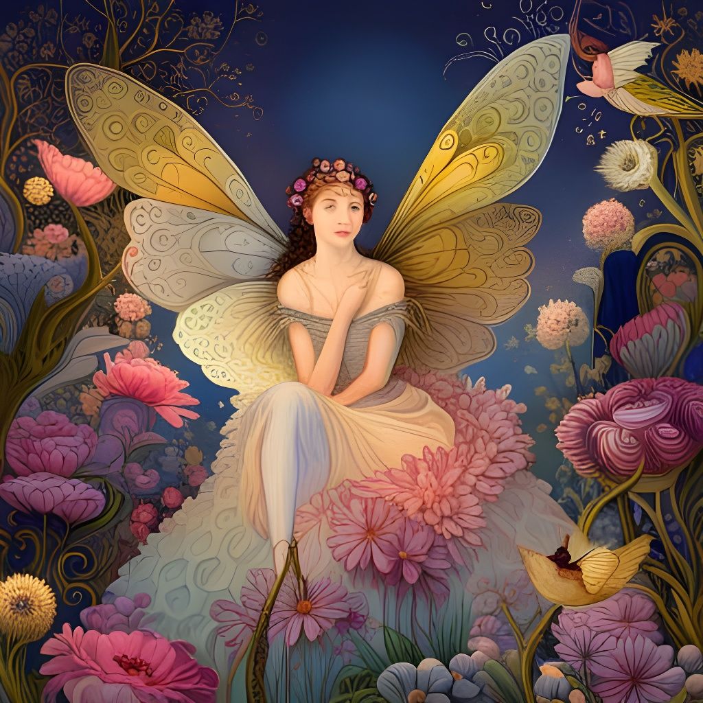 Victorian Fairy Twilight in Gouache Style